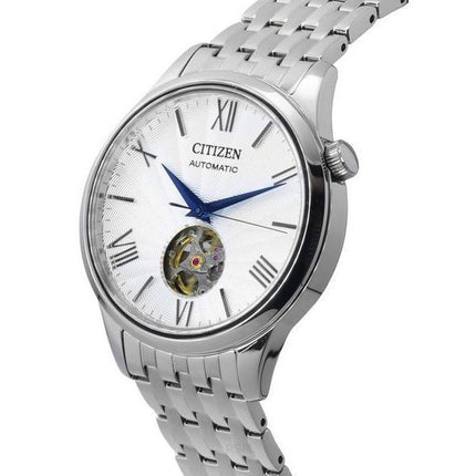 Citizen Edelstahl Open Heart Silbernes Zifferblatt Automatik NH9130-84A Herrenuhr