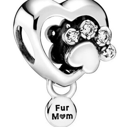 Pandora Funkelnder Pfotenabdruck- und Herz-Charm mit klarem Zirkonia 798873C01 für Damen