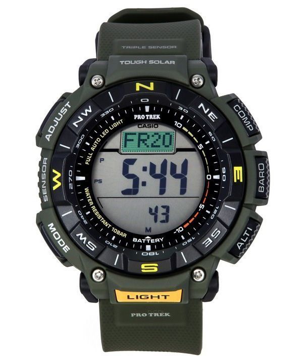 Casio Pro Trek Digital Green Bio Based Resin Strap Tough Solar PRG-340-3 100M Herrenuhr