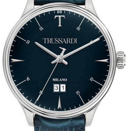 Trussardi T-Complicity blaues Zifferblatt Lederarmband Quarz R2451130001 Herrenuhr