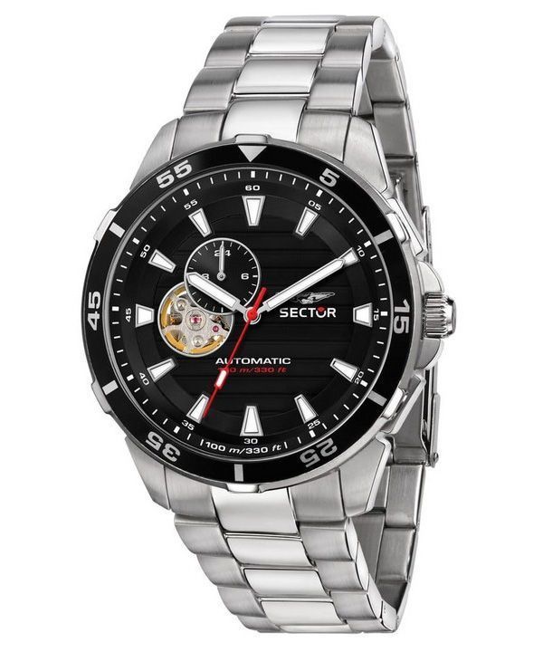 Sector ADV2500 Automatico Edelstahl Open Heart schwarzes Zifferblatt Automatik R3223243001 100M Herrenuhr