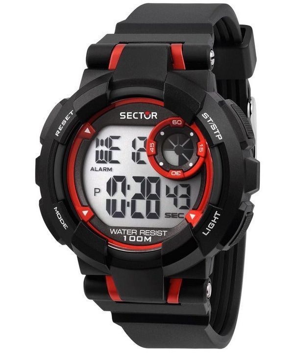 Sector Ex-36 Digitale Herrenuhr mit schwarzem Polyurethan-Armband, Quarz, R3251283001, 100 m