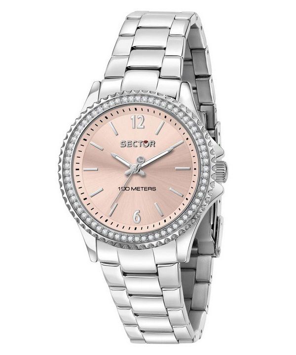 Sector 230 Just Time Crystal Accents Roségoldenes Zifferblatt Quarz R3253161536 100M Damenuhr