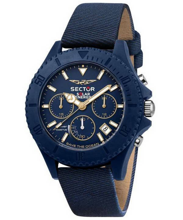 Sector Save The Ocean Chronograph Blau Matt Zifferblatt Quarz R3271739001 Herrenuhr