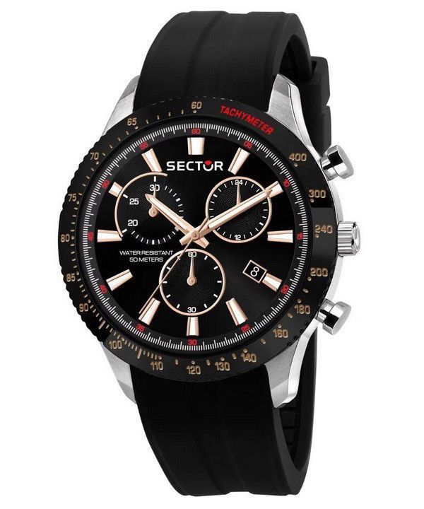 Sector 270 Chronograph, Silikonarmband, schwarzes Zifferblatt, Quarz, R3271778001, Herrenuhr