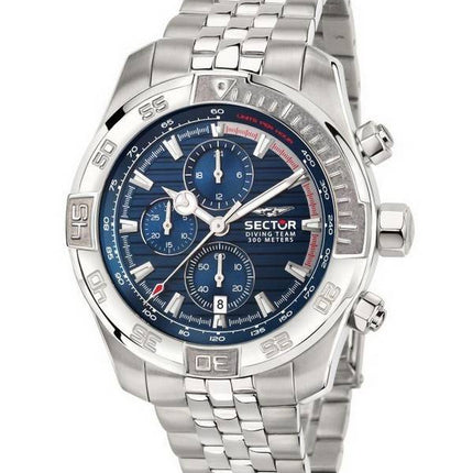 Sector Diving Team Chronograph Blaues Zifferblatt Edelstahl Taucherquarz R3273635001 300M Herrenuhr