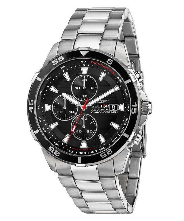 Sector ADV2500 Chronograph, Edelstahl, schwarzes Zifferblatt, Quarz, R3273643003, 100 m, Herrenuhr