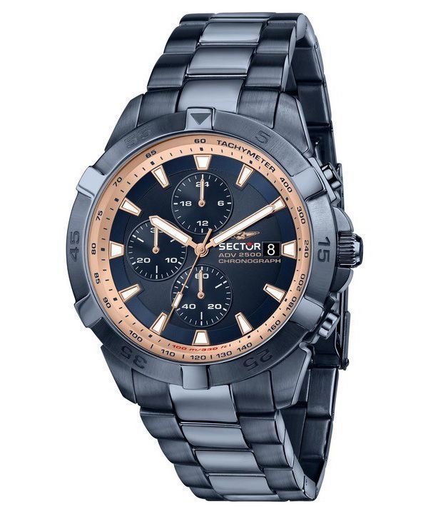 Sector ADV2500 Chronograph, Edelstahl, blaues Zifferblatt, Quarz, R3273643007, 100 m, Herrenuhr