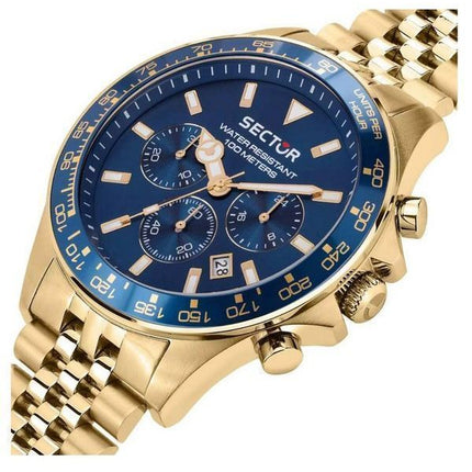 Sector 230 Chronograph, goldfarbener Edelstahl, blaues Zifferblatt, Quarz, R3273661030, 100 m, Herrenuhr