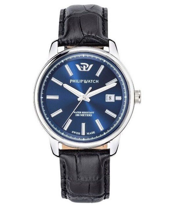 Philip Watch Kent Collection Anniversary Lederarmband, blaues Zifferblatt, Quarz, R8251178013, 100 m, Herrenuhr