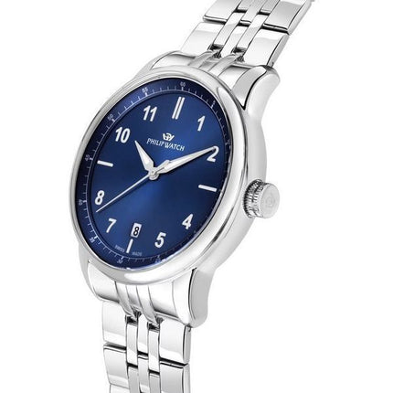 Philip Watch Anniversary, Edelstahl, blaues Zifferblatt, Quarz, R8253150010, 100 m, Herrenuhr