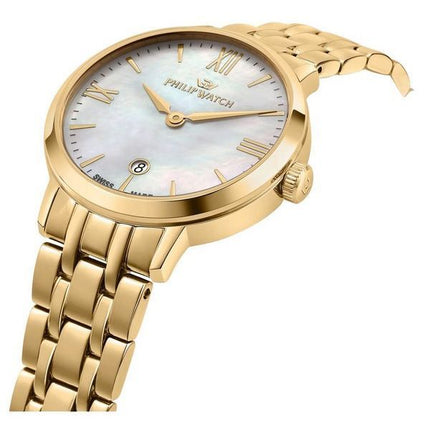 Philip Watch Audrey Goldfarbener Edelstahl Perlmuttzifferblatt Quarz R8253150511 Damenuhr