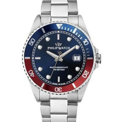 Philip Watch Caribe Sport Edelstahl blaues Sunray-Zifferblatt Quarz R8253597090 100M Herrenuhr