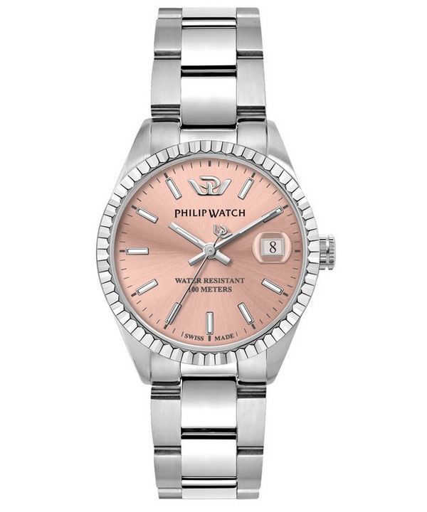 Philip Watch Caribe Urban Edelstahl rosa Zifferblatt Quarz R8253597587 100M Damenuhr