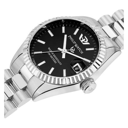 Philip Watch Caribe Urban Edelstahl schwarzes Sunray-Zifferblatt Quarz R8253597589 100M Damenuhr