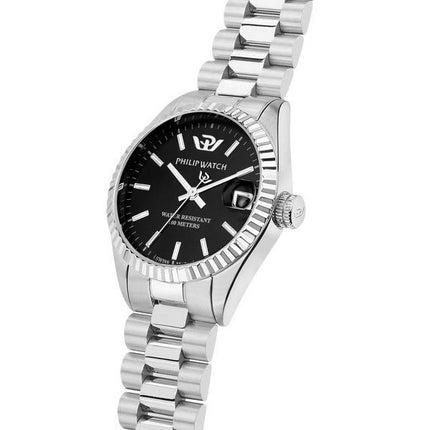 Philip Watch Caribe Urban Edelstahl schwarzes Sunray-Zifferblatt Quarz R8253597589 100M Damenuhr