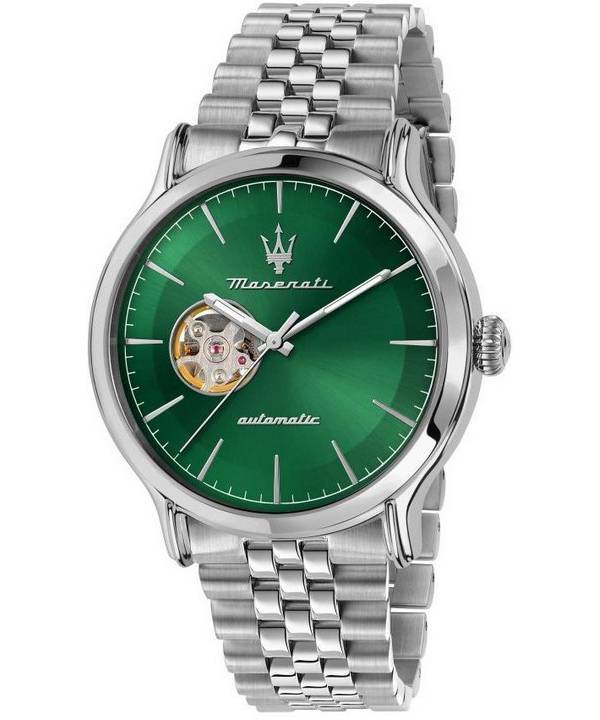 Maserati Epoca Edelstahl Open Heart Green Dial Automatic R8823118010 100M Herrenuhr