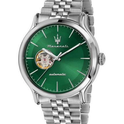 Maserati Epoca Edelstahl Open Heart Green Dial Automatic R8823118010 100M Herrenuhr