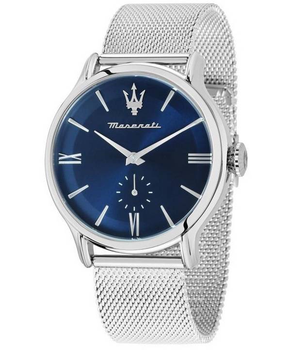 Maserati Epoca Edelstahl Mesh blaues Zifferblatt Quarz R8853118017 100M Herrenuhr