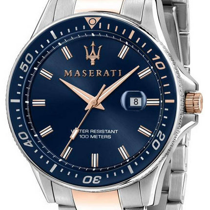 Maserati Sfida Blue Dial Two Tone Edelstahl Quarz R8853140003 100M Herrenuhr