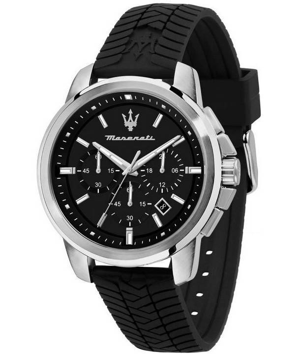 Maserati Successo Chronograph Silikonband schwarzes Zifferblatt Quarz R8871621014 100M Herrenuhr