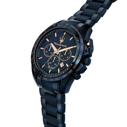 Maserati Traguardo Sport Chronograph Edelstahl Blaues Zifferblatt Quarz R8873612054 100M Herrenuhr