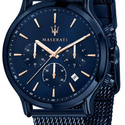 Maserati Successo Chronograph blaues Zifferblatt Edelstahl Solar R8873645004 Herrenuhr