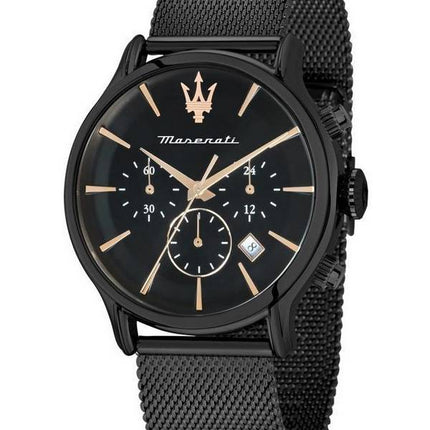 Maserati Epoca Chronograph, Edelstahl, schwarzes Zifferblatt, Quarz, R8873618013, 100 m, Herrenuhr