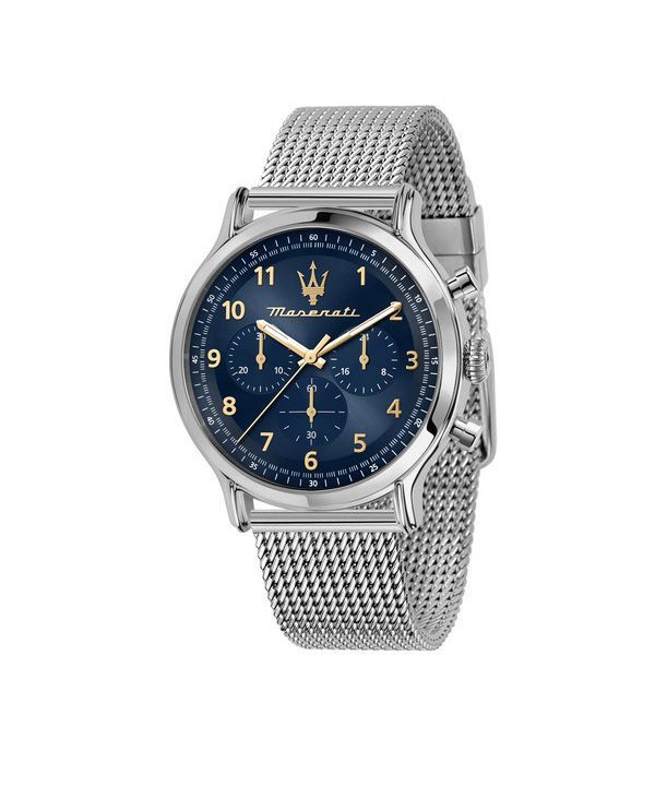 Maserati Epoca Limited Edition Chronograph, Edelstahlgeflecht, blaues Zifferblatt, Quarz, R8873618022, 100 m, Herrenuhr