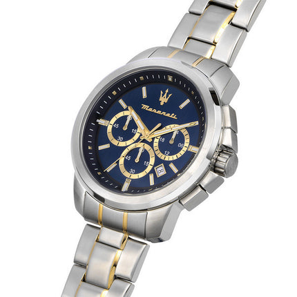 Maserati Successo Chronograph, Edelstahl, blaues Zifferblatt, Quarz, R8873621016, Herrenuhr