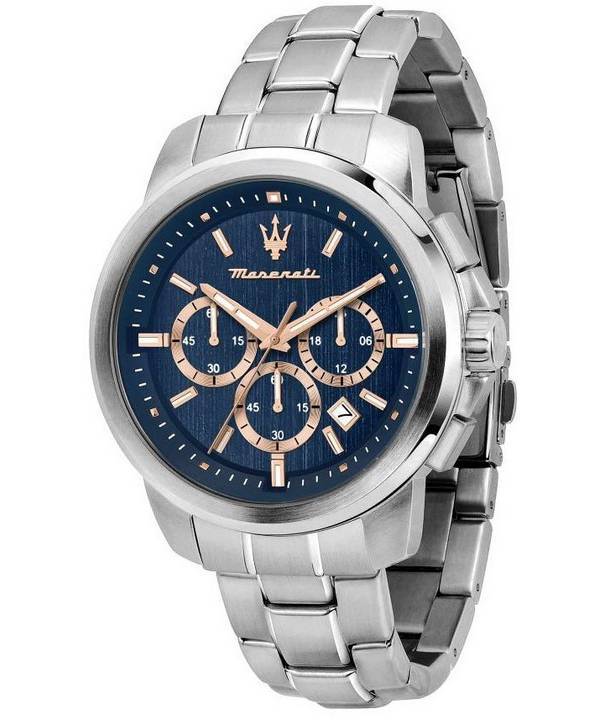 Maserati Successo Chronograph Edelstahl blaues Zifferblatt Quarz R8873621037 Herrenuhr