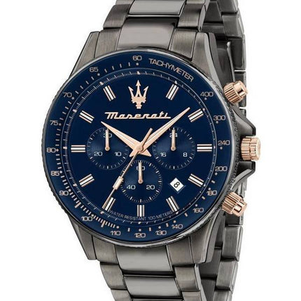 Maserati Sfida Chronograph Edelstahl blaues Zifferblatt Quarz R8873640001 100M Herrenuhr