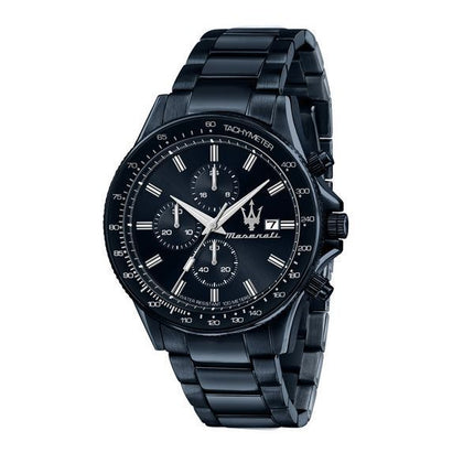 Maserati Sfida Sport Chronograph Edelstahl Blaues Zifferblatt Quarz R8873640023 100M Herrenuhr