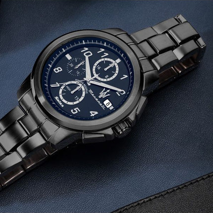 Maserati Successo Limited Edition Chronograph Edelstahl Blaues Zifferblatt Solar R8873645006 Herrenuhr