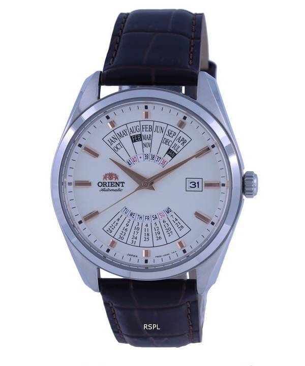 Orient Mehrjahreskalender weißes Zifferblatt Leder Automatik RA-BA0005S10B RA-BA0005S30B Herrenuhr