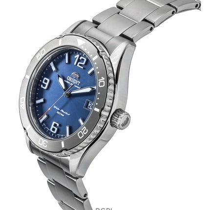 Orient Mako III Solar-Taucheruhr aus Edelstahl mit blauem Zifferblatt, RA-WJ0002L, 200 m, Herrenuhr