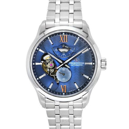 Orient Star Contemporary Edelstahl blaues Zifferblatt Automatik RE-AV0B08L00B 100M Herrenuhr