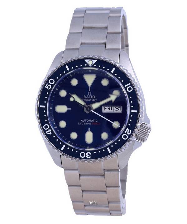 Ratio FreeDiver Blaues Zifferblatt Edelstahl Automatik RTA102 200M Herrenuhr