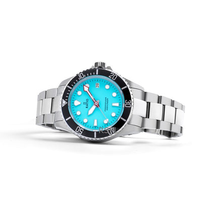 Ratio FreeDiver Saphir Edelstahl Eisblau Zifferblatt Quarz RTF032 200M Herrenuhr