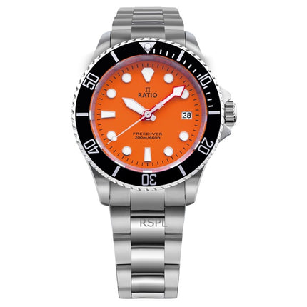 Ratio FreeDiver Saphir Edelstahl orange Zifferblatt Quarz RTF035 200M Herrenuhr