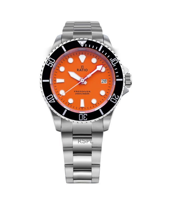 Ratio FreeDiver Saphir Edelstahl orange Zifferblatt Quarz RTF035 200M Herrenuhr