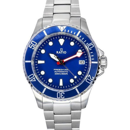 Ratio FreeDiver Saphir-Edelstahl, blaues Zifferblatt, automatische RTF043 200M-Herrenuhr