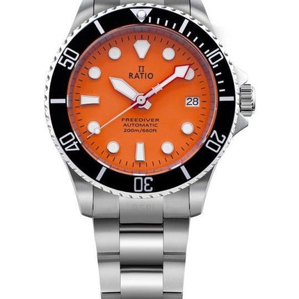 Ratio FreeDiver Saphir-Edelstahl-Orange-Zifferblatt Automatik RTF045 200M Herrenuhr