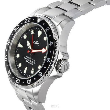 Ratio FreeDiver GMT-Serie Saphir Edelstahl schwarzes Zifferblatt Automatik RTF051 200M Herrenuhr