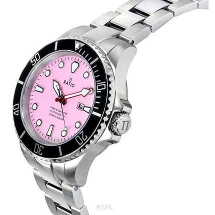 Ratio FreeDiver Saphir Edelstahl Candy Pink Zifferblatt Automatik RTFL839 200M Damenuhr