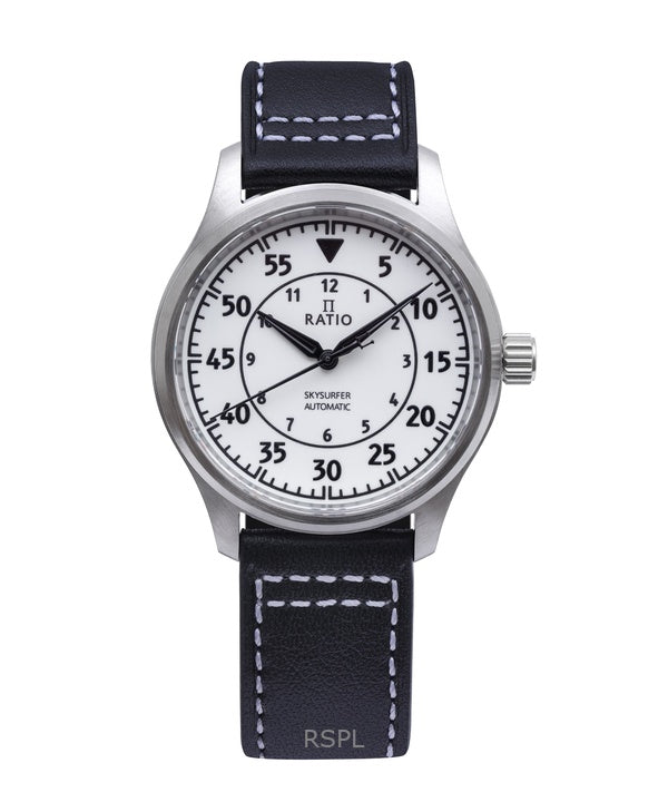 Ratio Skysurfer Pilot Vollleuchtzifferblatt Leder Automatik RTS324 200M Herrenuhr