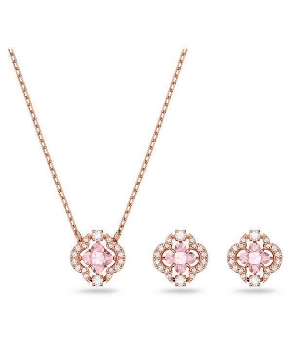 Swarovski Una Roségold-plattiertes Halsketten- und Ohrring-Set mit Zirkonia 5516488 für Damen