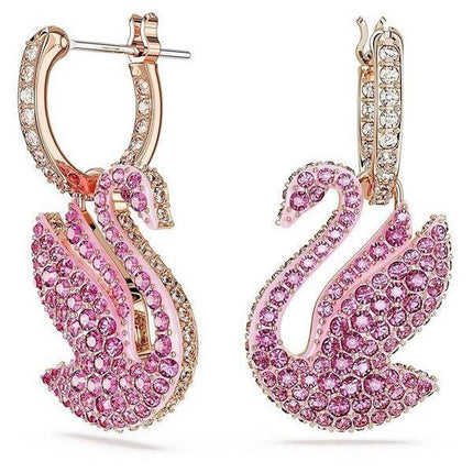 Swarovski Swan Ohrringe mit rosa Kristallen und Roségold-Beschichtung, 5647544, für Damen