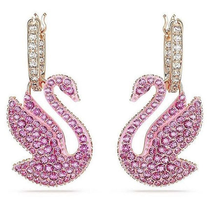 Swarovski Swan Ohrringe mit rosa Kristallen und Roségold-Beschichtung, 5647544, für Damen