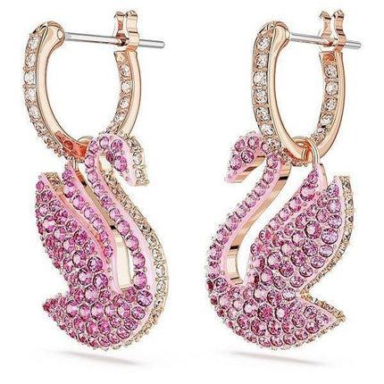 Swarovski Swan Ohrringe mit rosa Kristallen und Roségold-Beschichtung, 5647544, für Damen